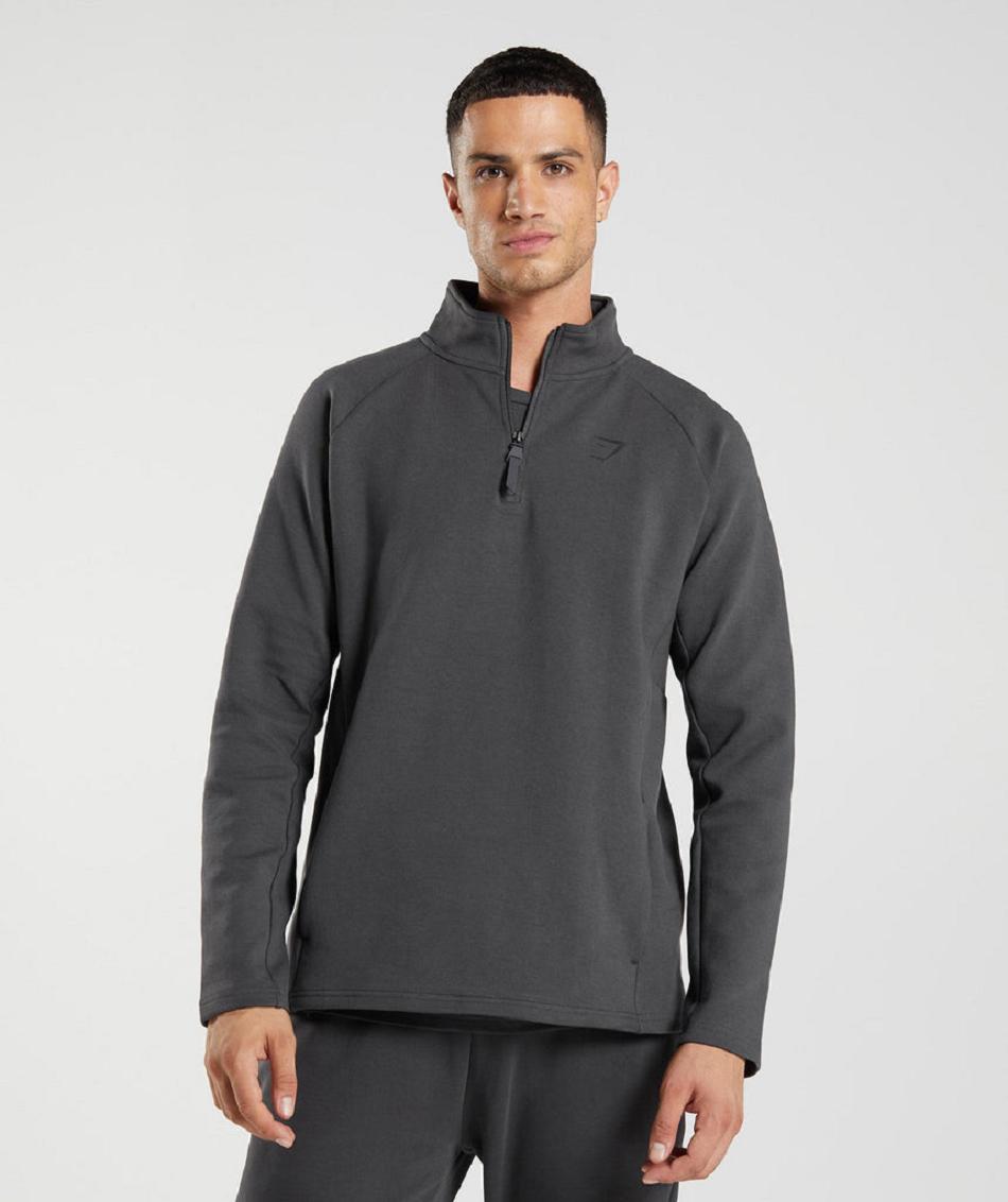 Correr Con Capucha Gymshark Rest Day 1/4 Zip Hombre Negras Gris | CO 3671KOR